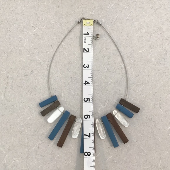 Culture Mix Blue, Brown & White Bib Style Necklace - Picture 9 of 13